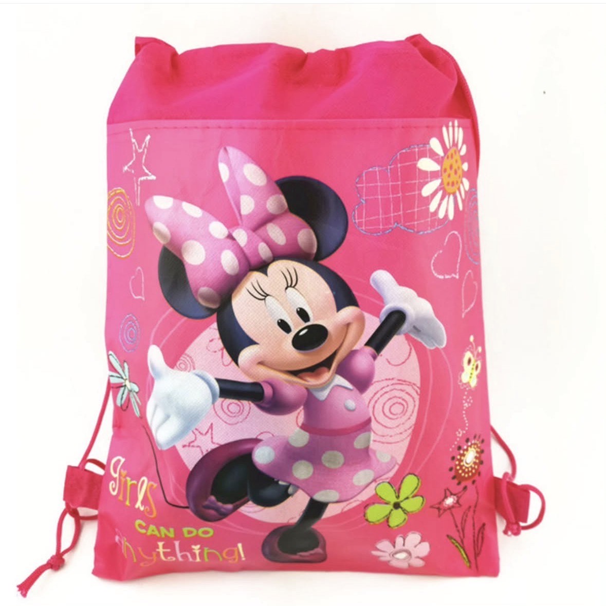 Non-Woven Drawstring Minnie Mouse Bags-8pk