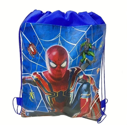 Non-Woven Drawstring Spider-Man Bags-8pk