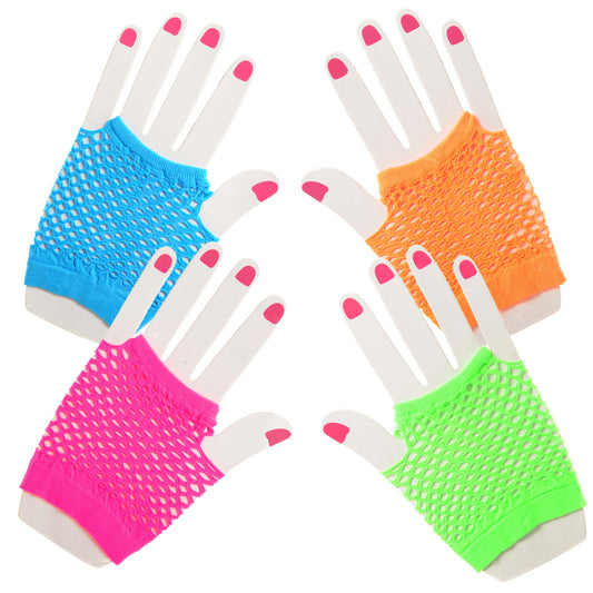 Fishnet Neon Gloves (8pks)        - 2 pairs each