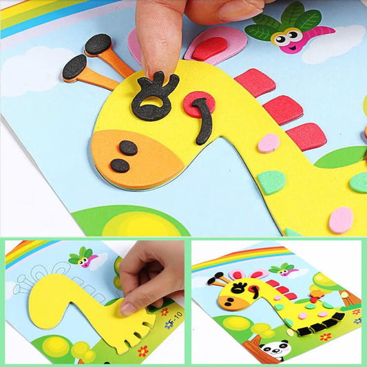 DIY Cartoon Animal Puzzle Stickers-10pk