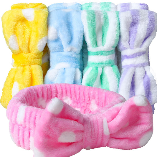5pk Fluffy Bow Headband
